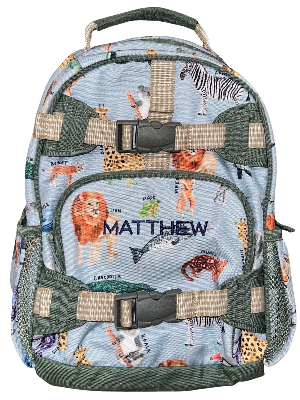 Pottery Barn Kids Backpack McKenzie Safari Animals Personalized MATTHEW